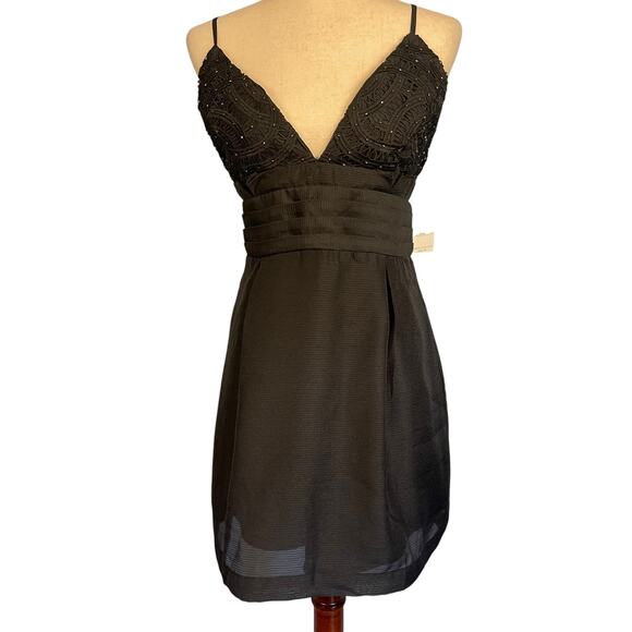 Free People “We Go Together” Black Beaded Lace Mini Party Dress Size: 12 NWT - Picture 4 of 9